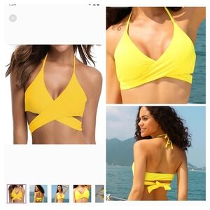 SHEKINI Yellow Bikini Top Sz Medium New with Tags